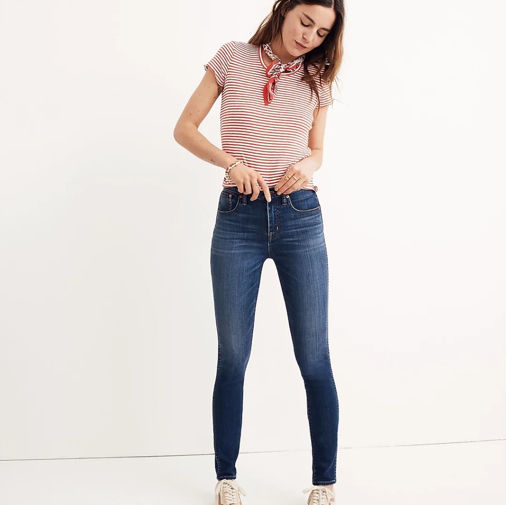Madewell Petite NWT 10" High-Rise Skinny Slim Jeans Danny Wash Denim Edition